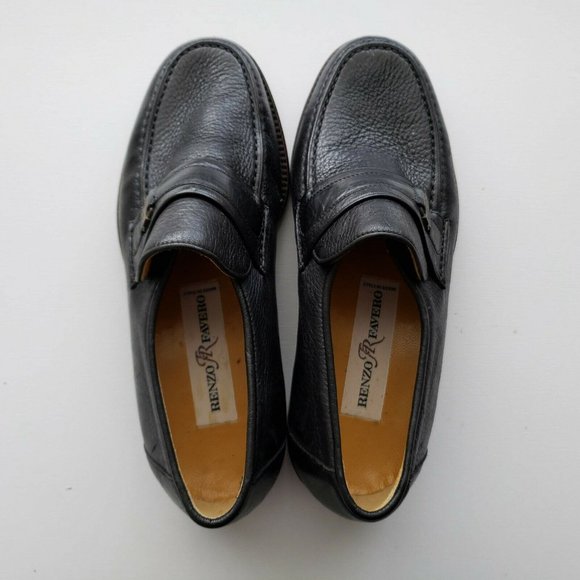 New RENZO FAVERO Men Black Leather Slip On Loafer main image 6